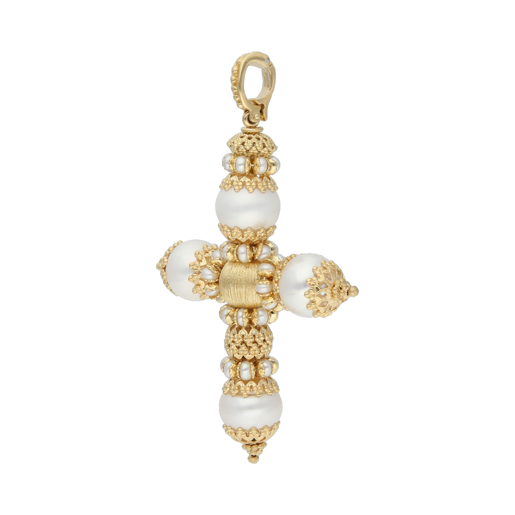 Cruz perlas 18K