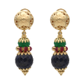 Aretes largos esmeraldas, rubíes y zafiros 18K
