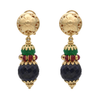 Aretes largos esmeraldas, rubíes y zafiros 18K