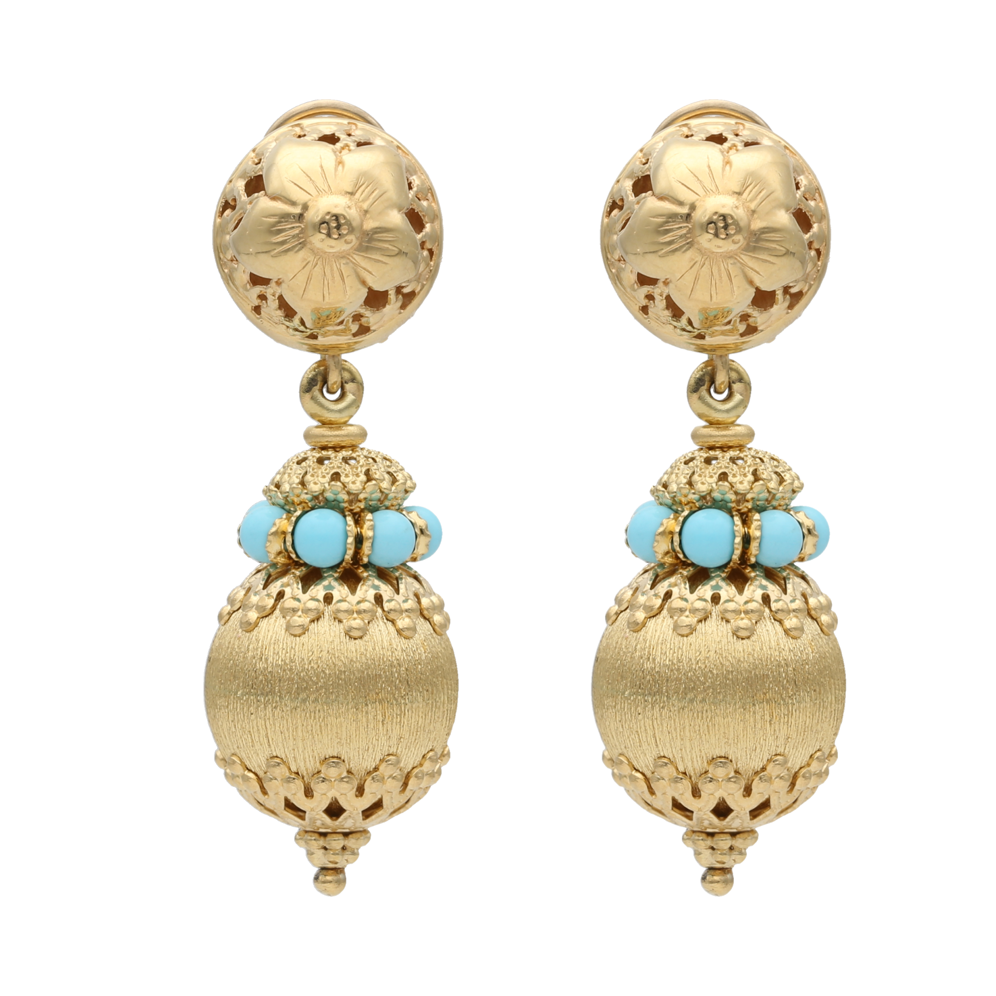 Aretes largos turquesas 18K