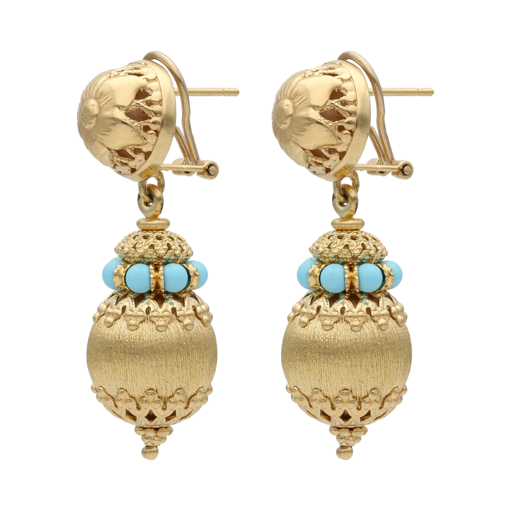 Aretes largos turquesas 18K