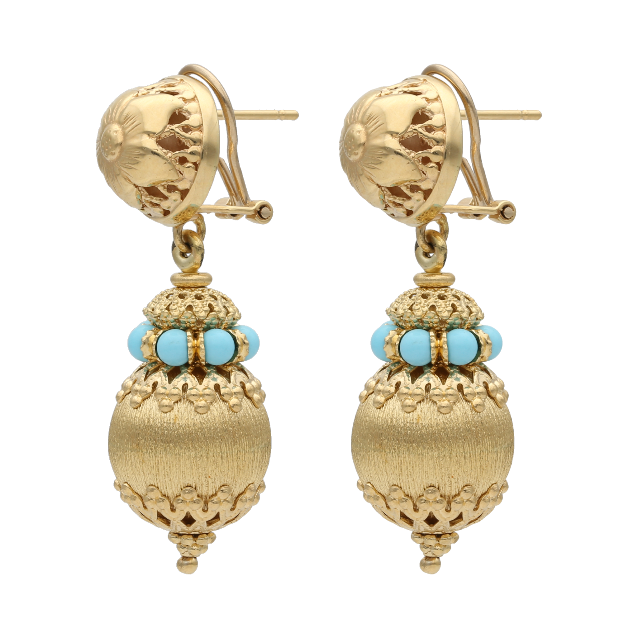 Aretes largos turquesas 18K