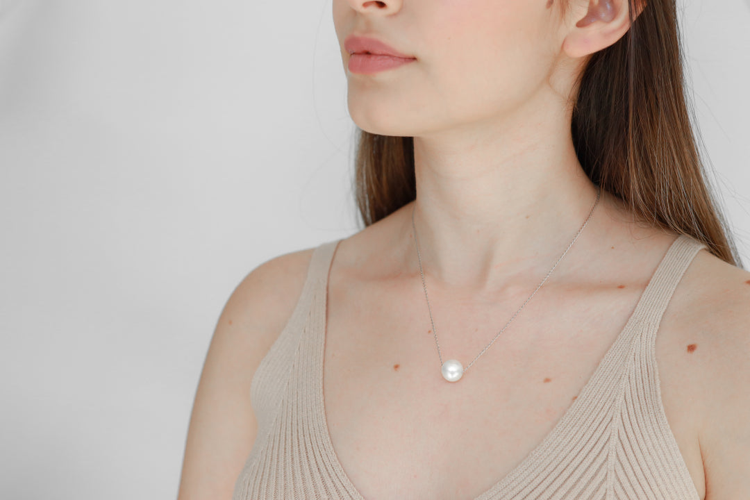 Collar perla blanca 14K