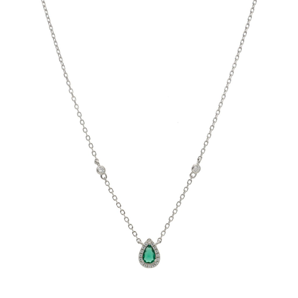 Collar gota verde plata
