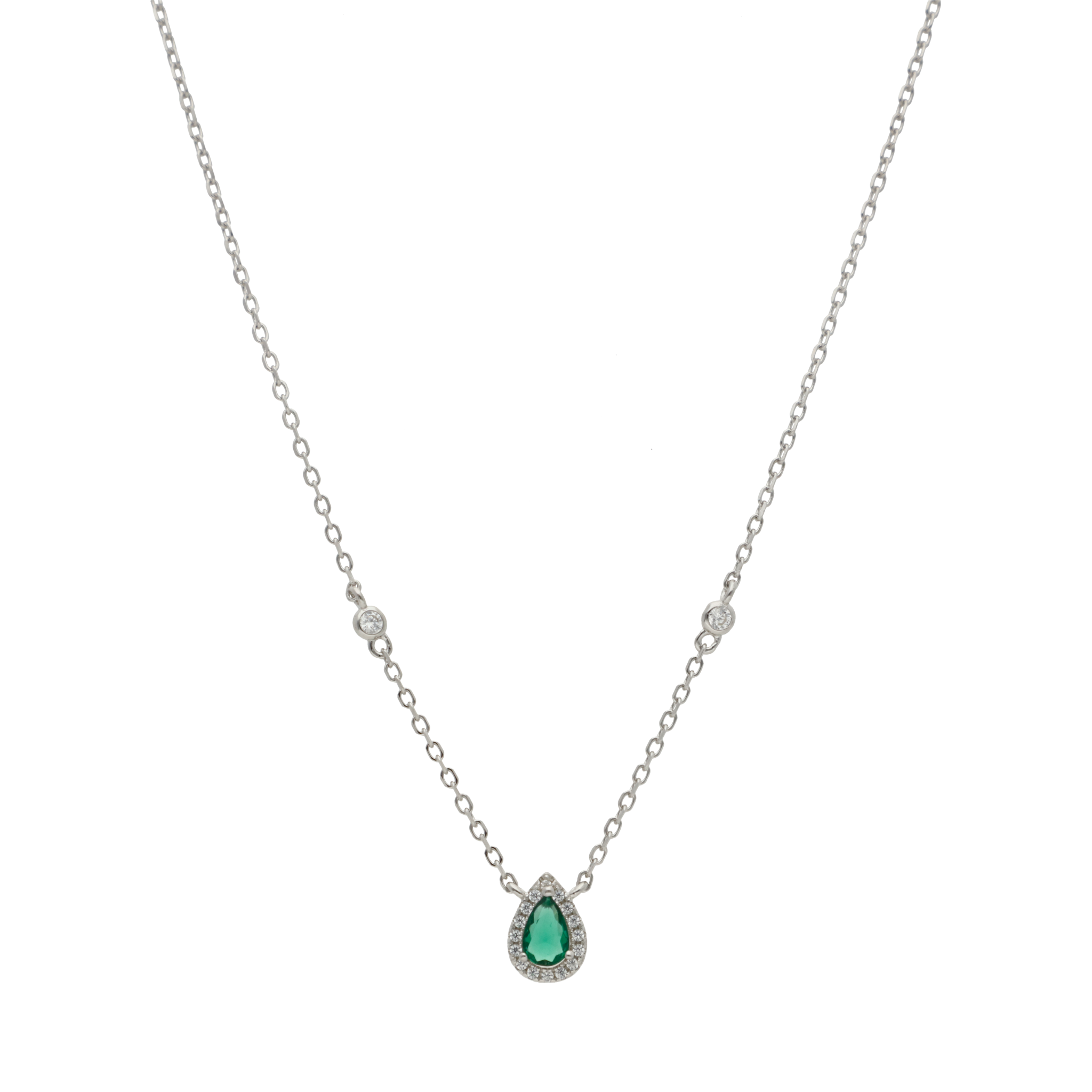 Collar gota verde plata