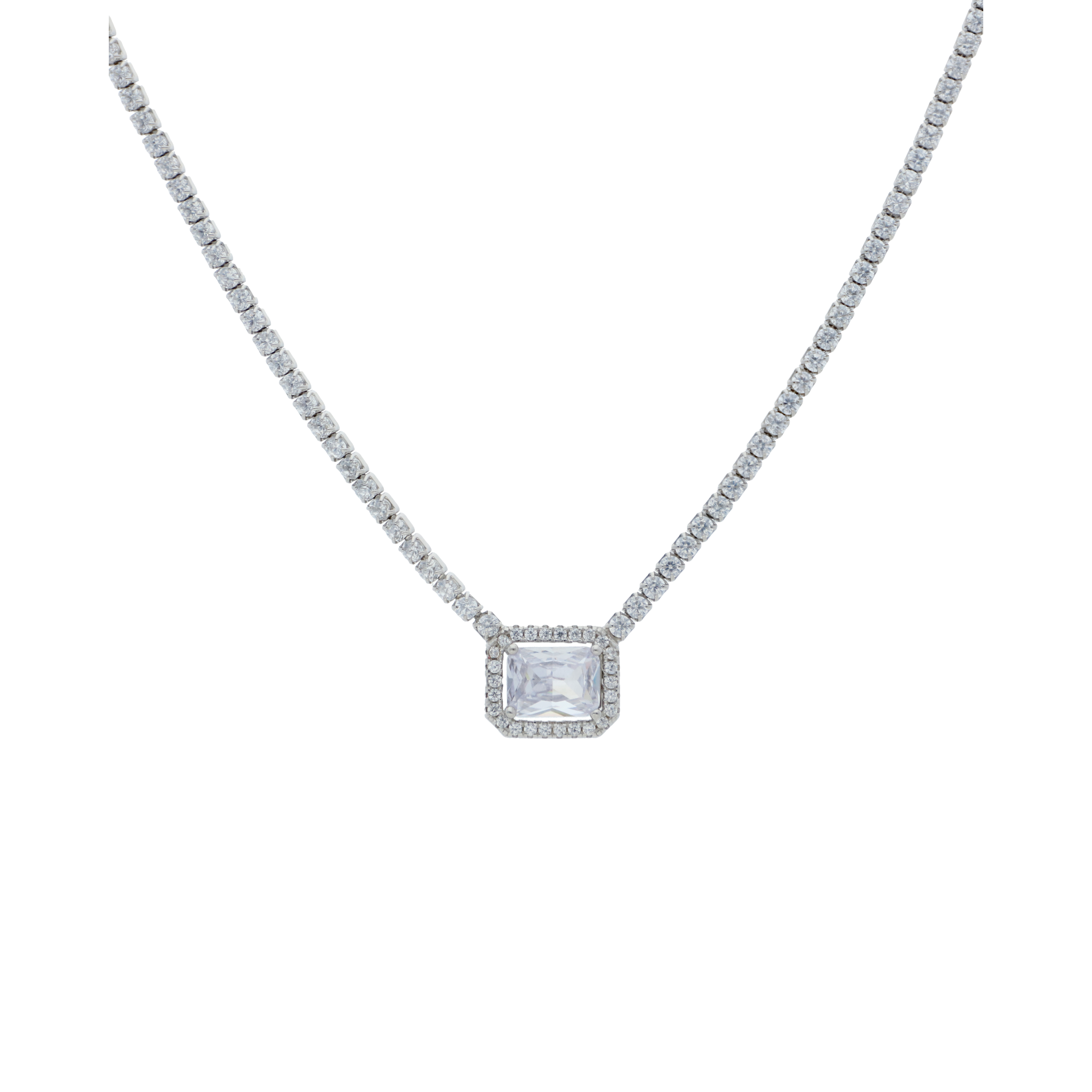 Gargantilla tennis cuadro plata