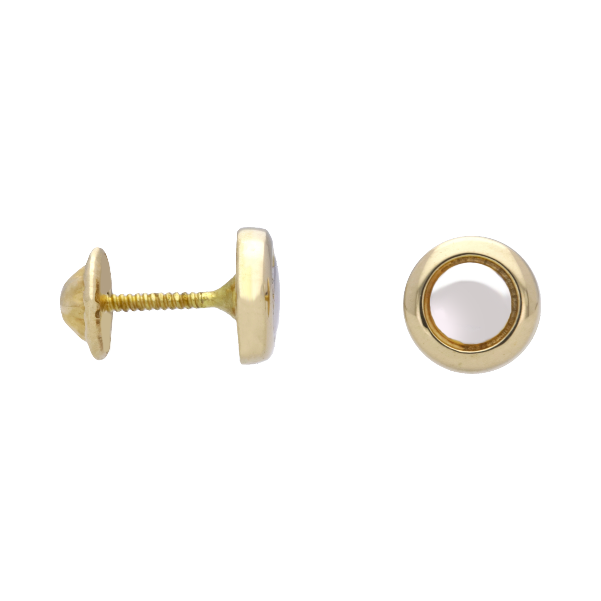 Broquel bicolor oro amarillo y blanco 14K