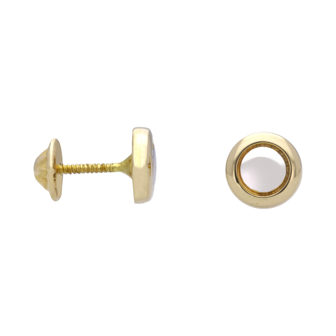 Broquel bicolor oro amarillo y blanco 14K