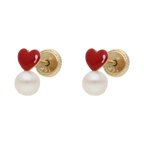 Broquel corazon perla 14K