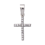 Cruz con circonias oro blanco 14K
