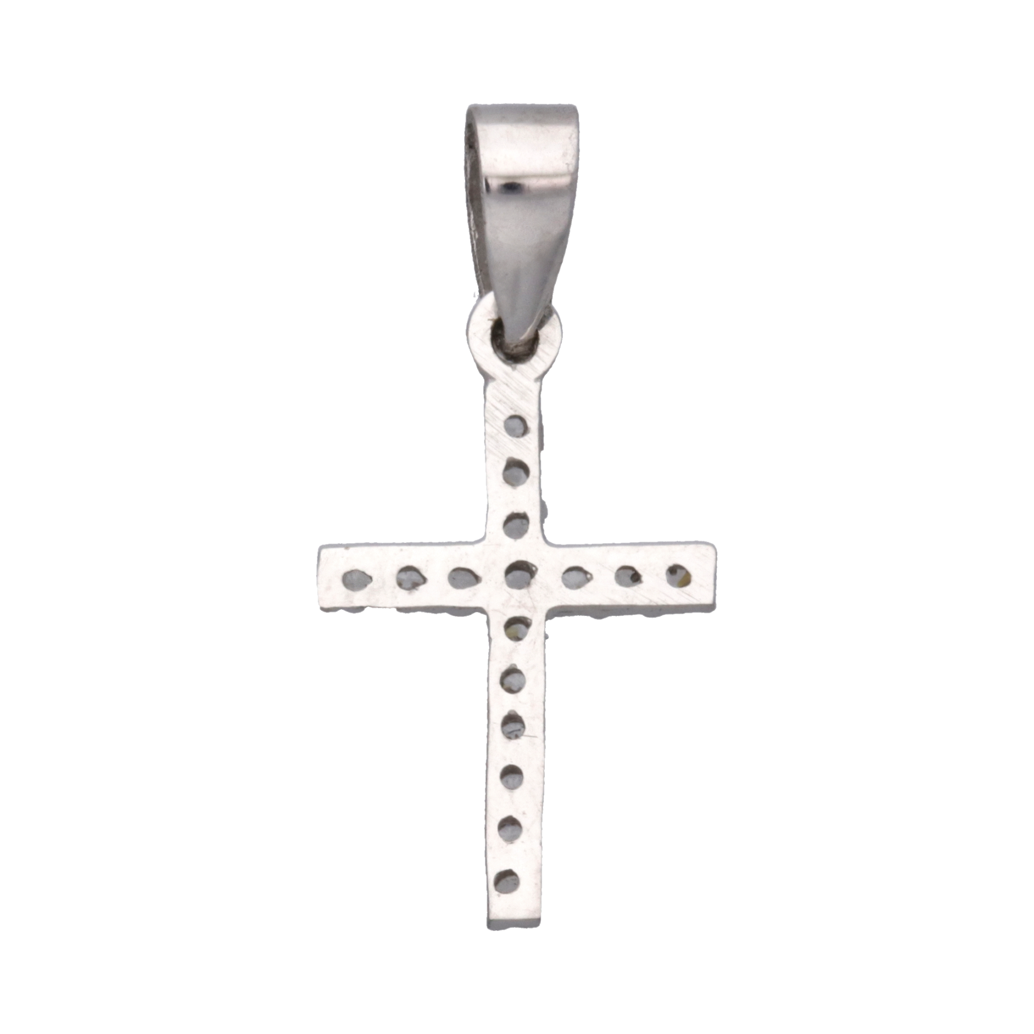 Cruz con circonias oro blanco 14K