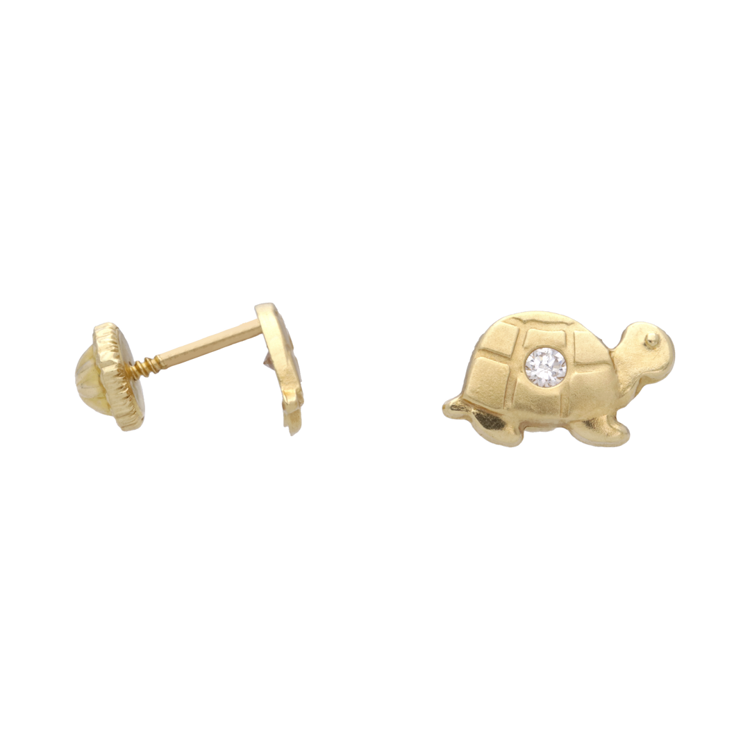 Broquel tortuga mate con circonia 14K