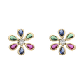 Broquel flor circonias color 14K