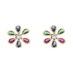 Broquel flor circonias color 14K