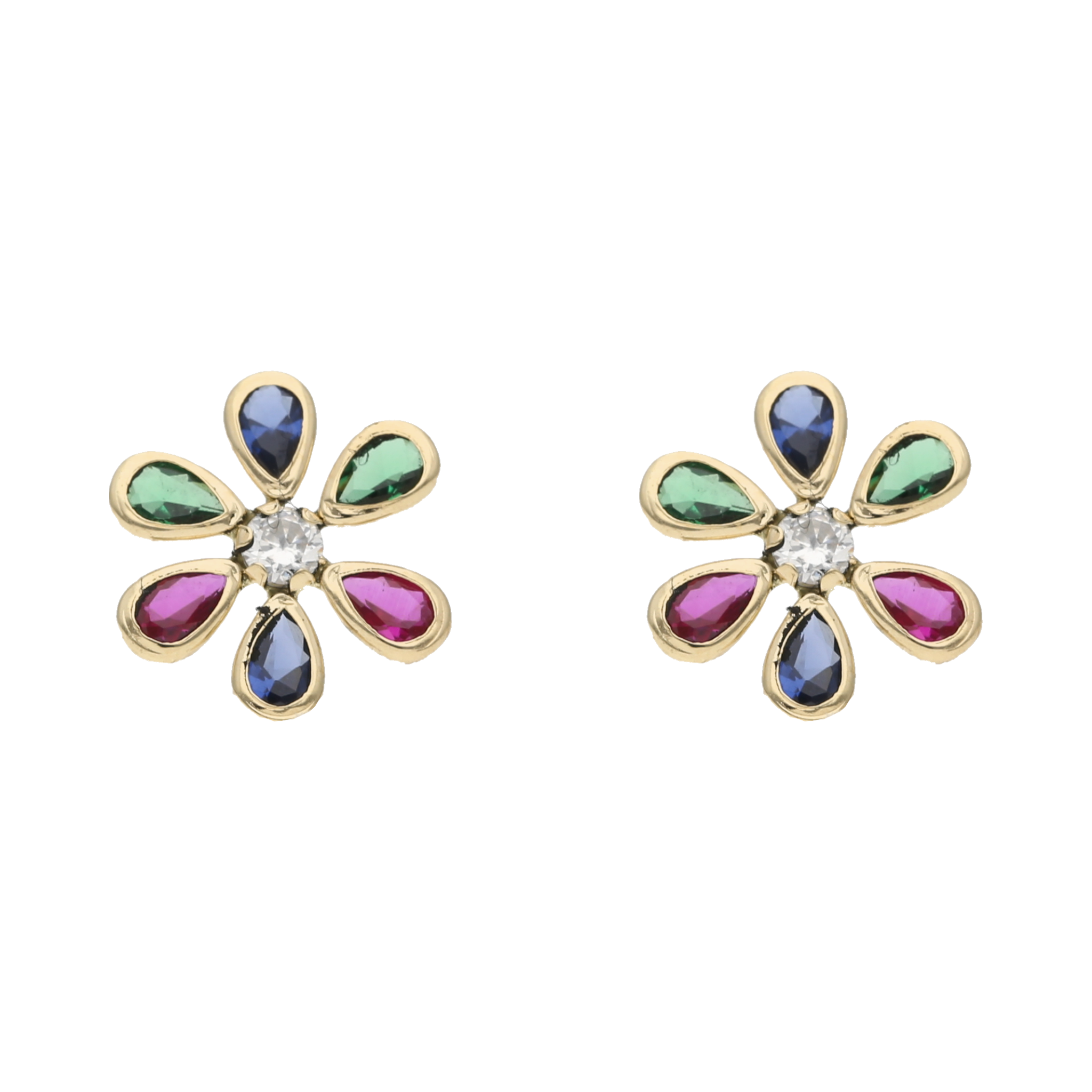 Broquel flor circonias color 14K