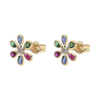 Broquel flor circonias color 14K