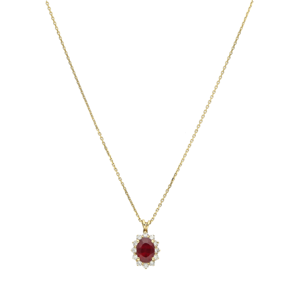 Collar rubí y brillantes 14K