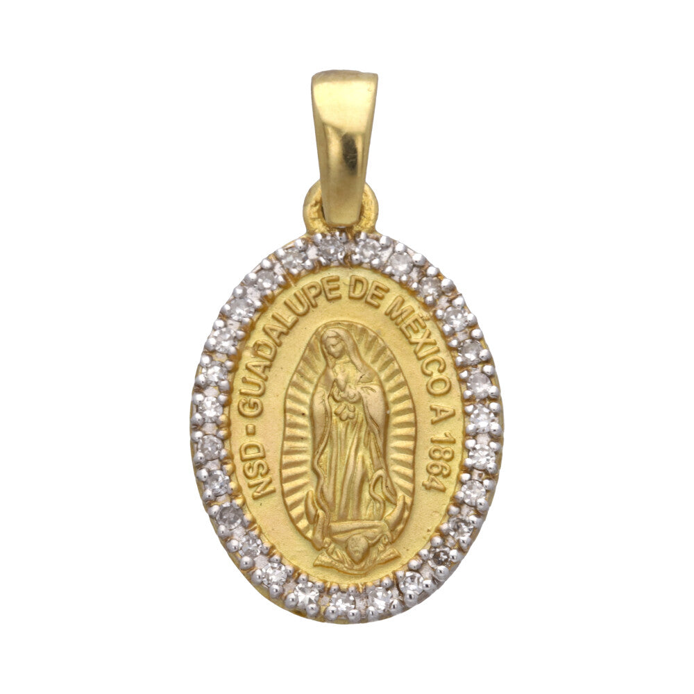 Medalla Virgen de Guadalupe con brillantes 14K