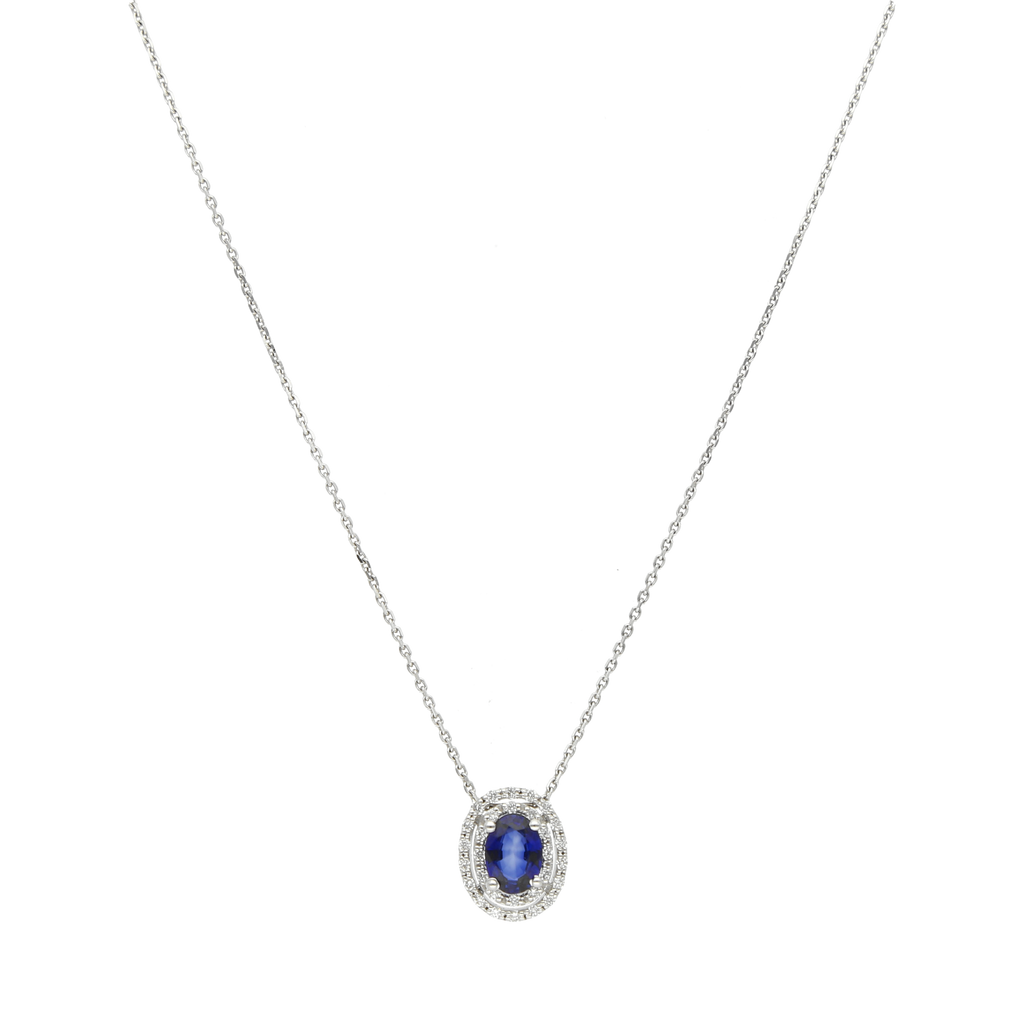 Collar dije zafiro y brillantes 14K
