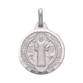 Medalla de San Benito oro blanco 14K