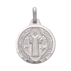 Medalla de San Benito oro blanco 14K