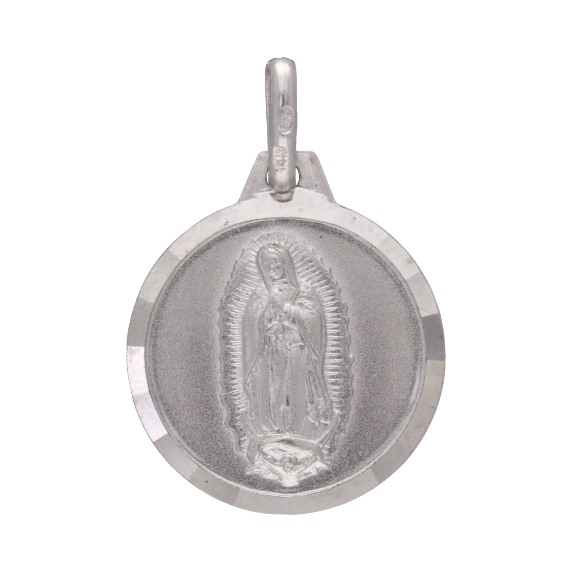 Medalla Virgen Guadalupe oro blanco 14K