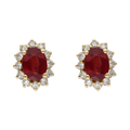 Broquel rubí y brillantes 14K