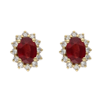 Broquel rubí y brillantes 14K