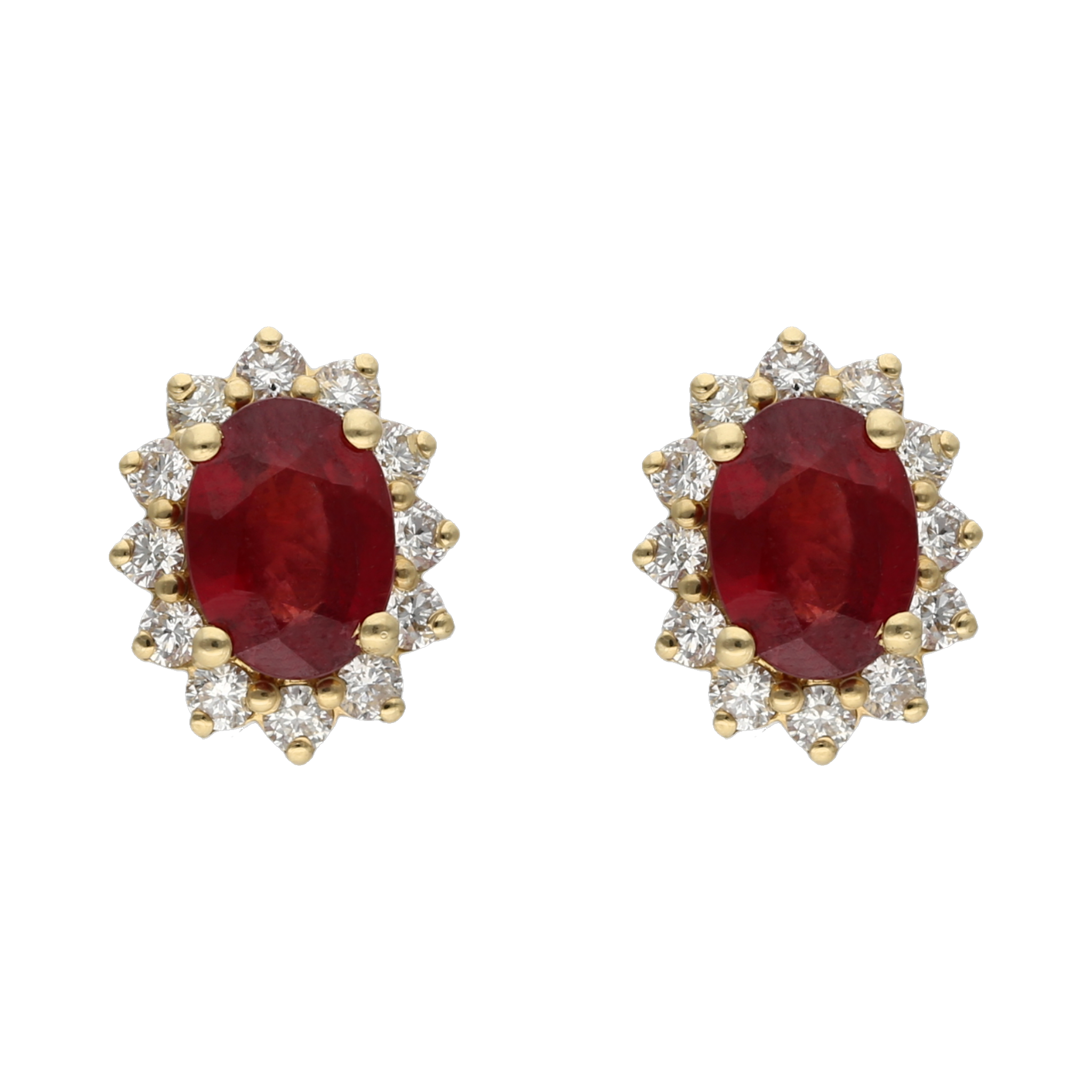 Broquel rubí y brillantes 14K