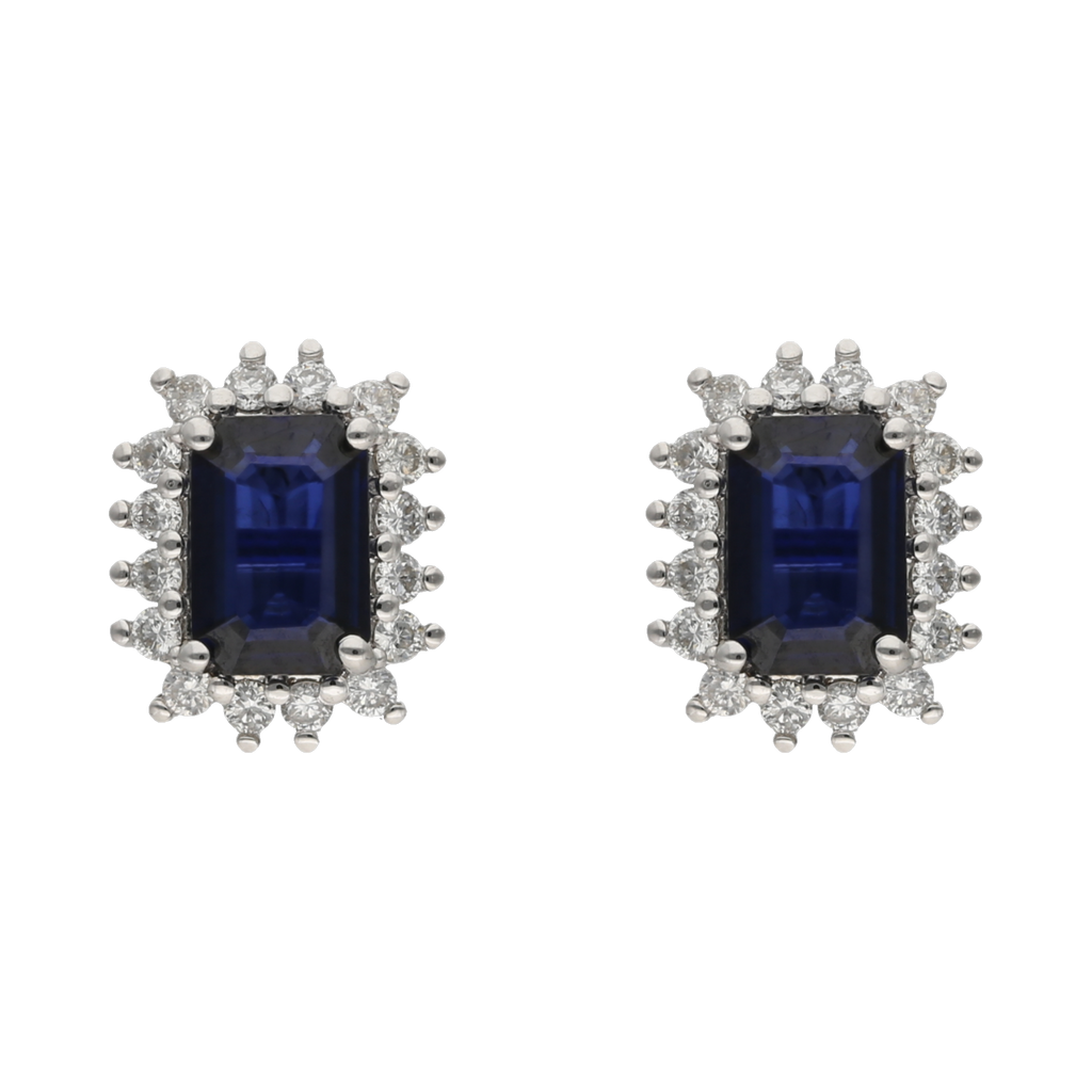 Broquel zafiros y brillantes 14K