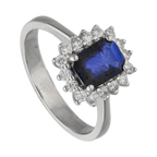 Anillo zafiro baguette y brillantes 14K