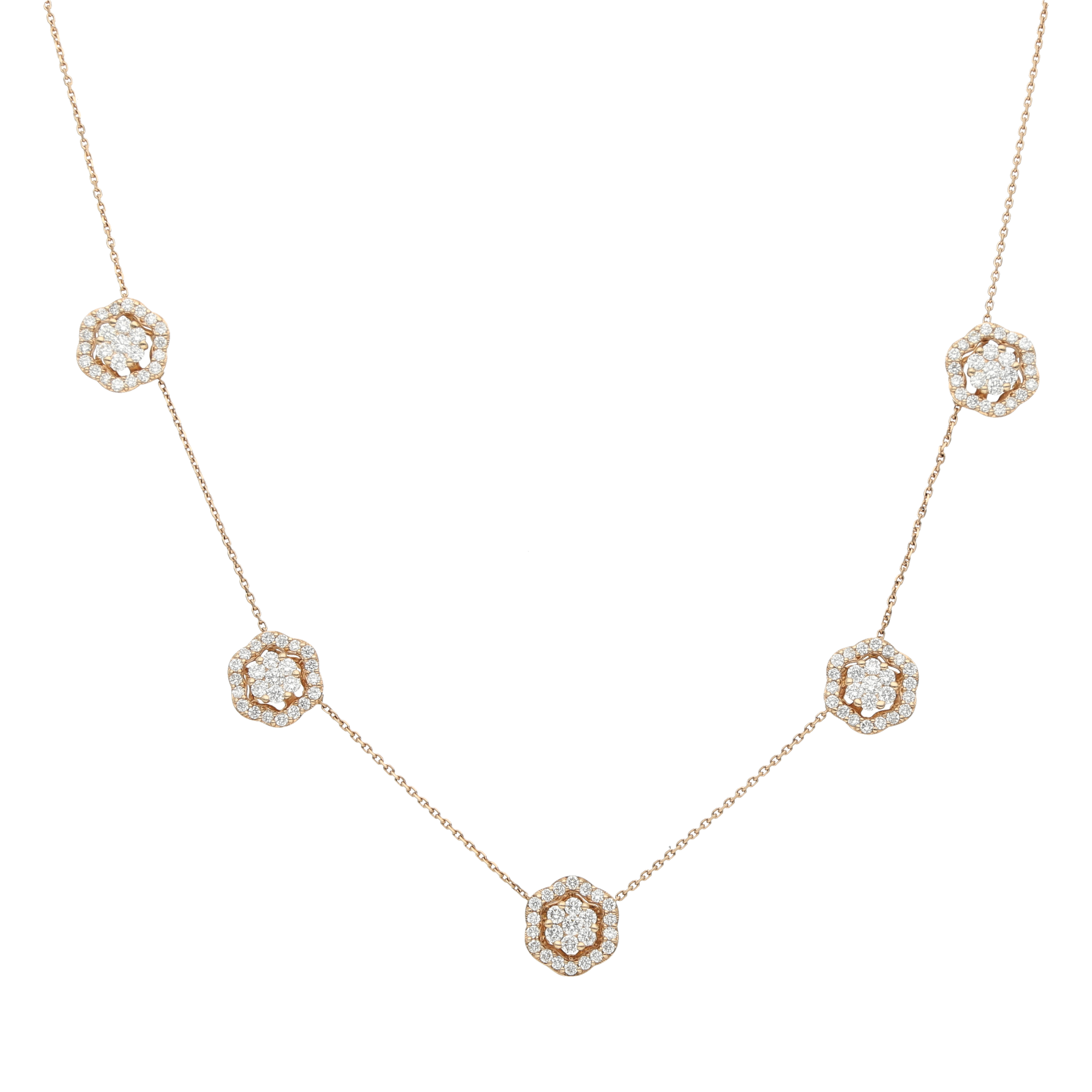 Gargantilla flores brillantes 14K