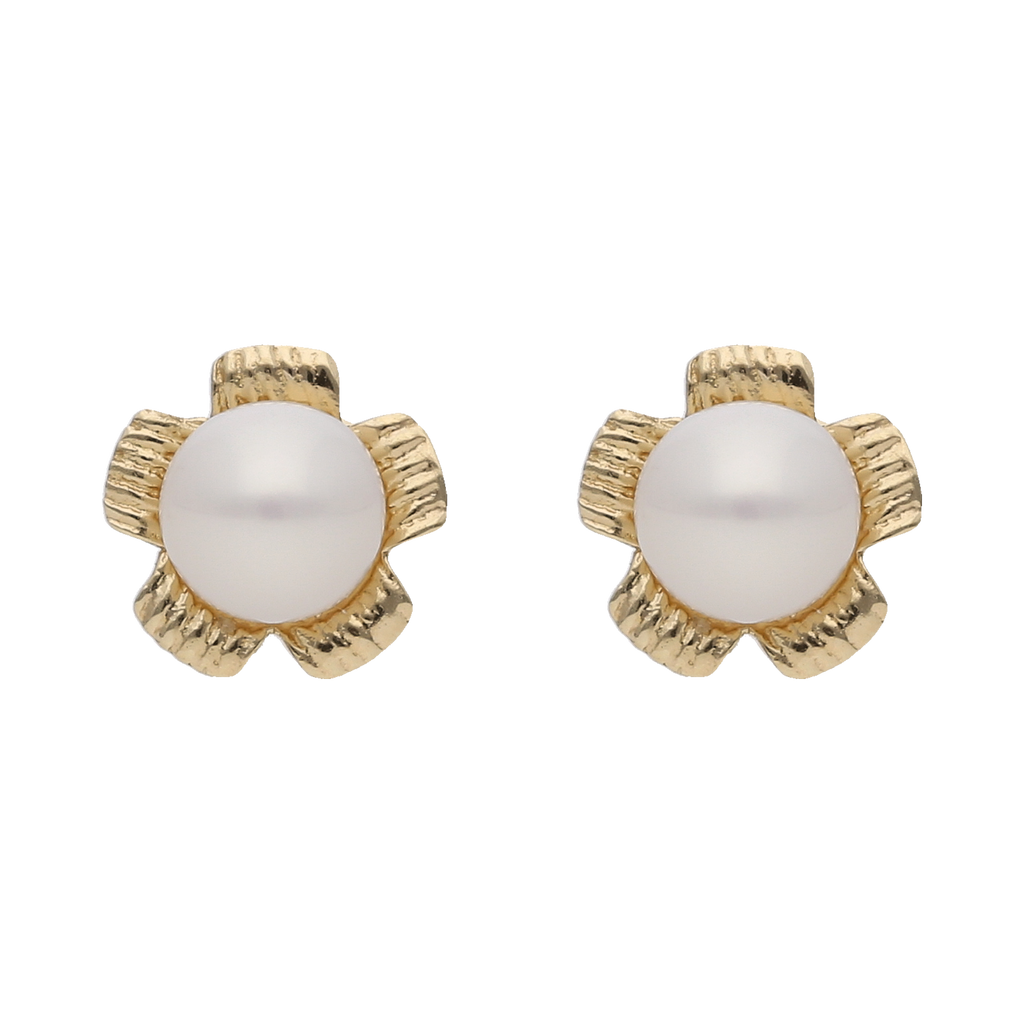 Broquel flor perla 14K