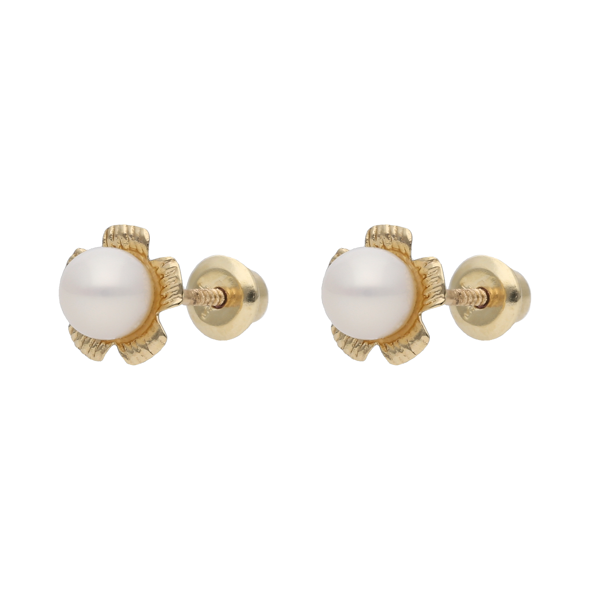 Broquel flor perla 14K