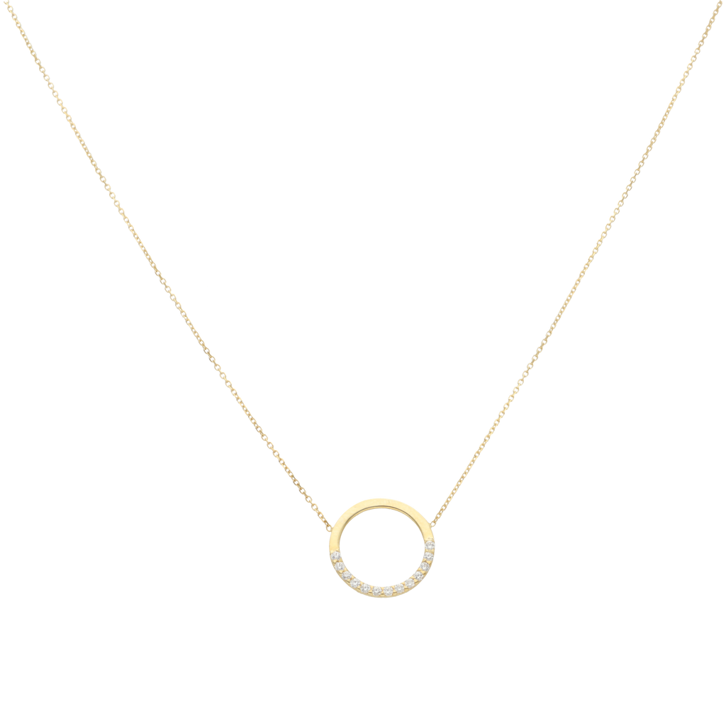 Collar dije círculo liso/circonias 14K