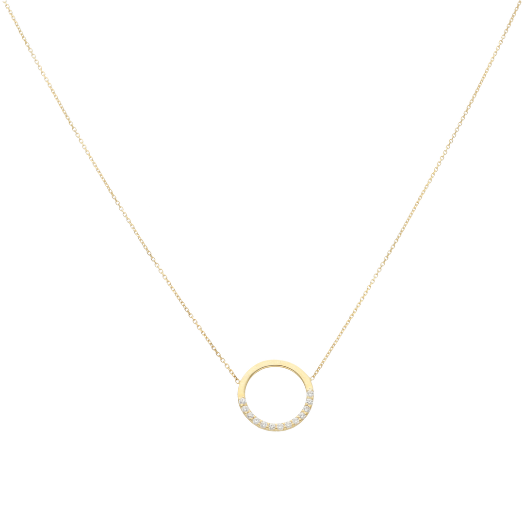 Collar dije círculo liso/circonias 14K