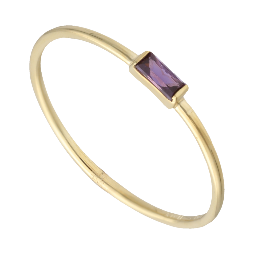 Anillo super delgado piedra color 14K