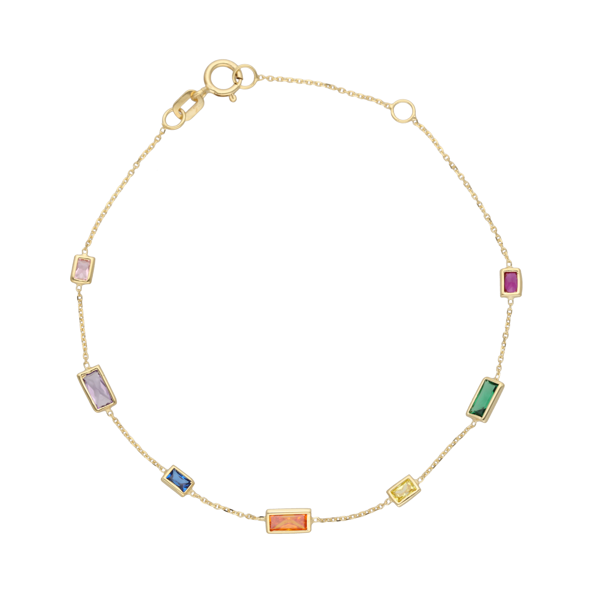 Pulsera piedras colores 14K