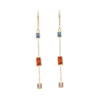 Aretes largos piedras colores 14K