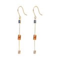 Aretes largos piedras colores 14K
