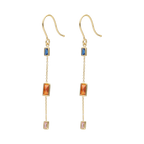 Aretes largos piedras colores 14K