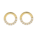 Broquel círculo liso/circonias 14K