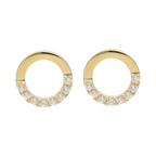 Broquel círculo liso/circonias 14K