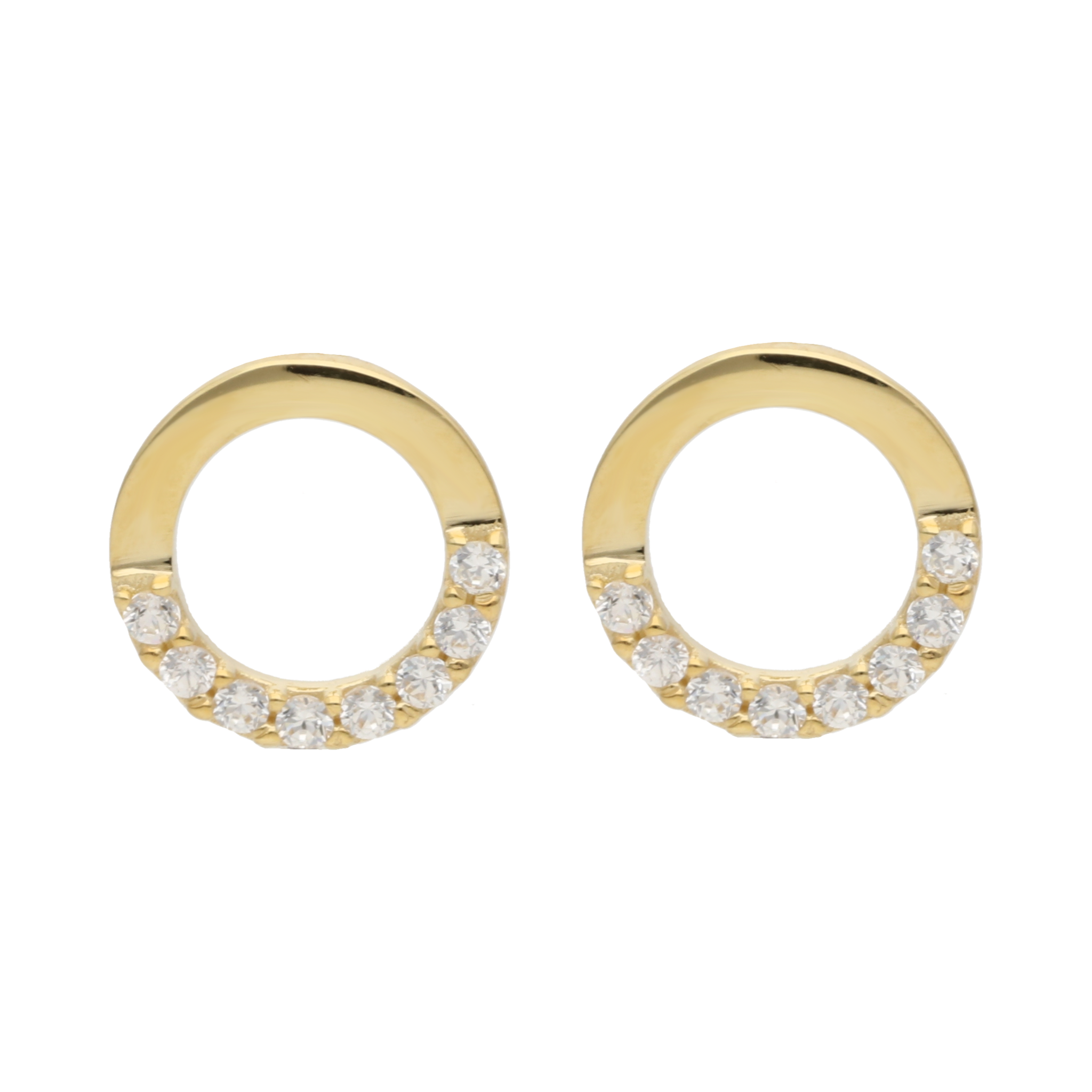 Broquel círculo liso/circonias 14K
