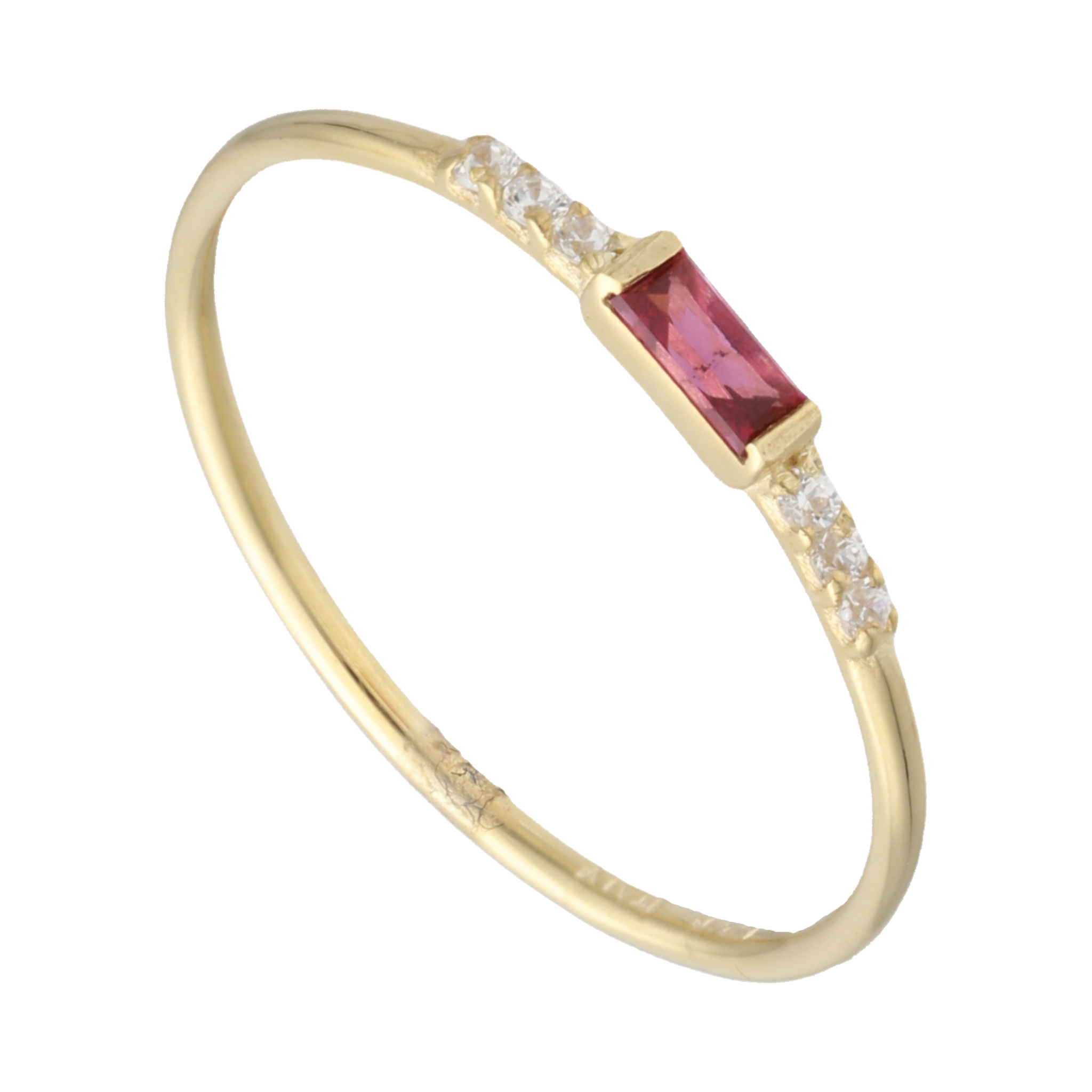 Anillo super delgado piedras colores 14K