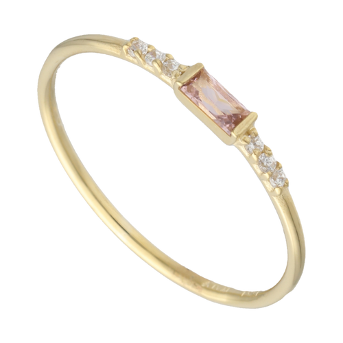 Anillo super delgado piedras colores 14K
