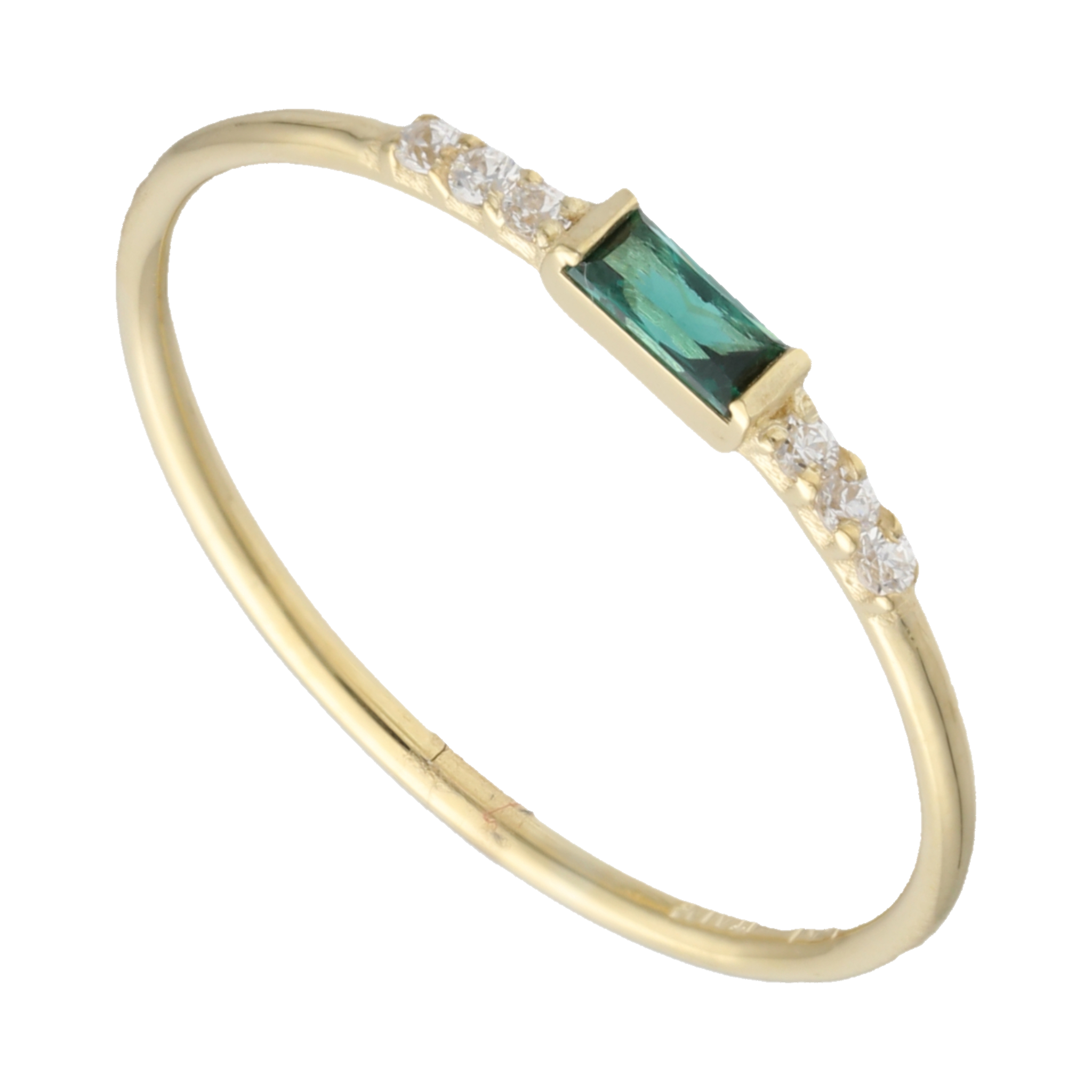 Anillo super delgado piedras colores 14K