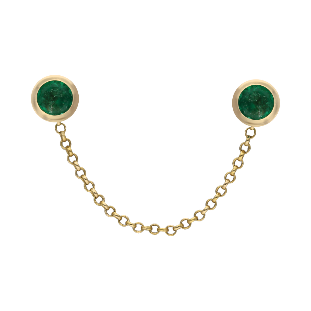 Broquel esmeraldas cadena 14K