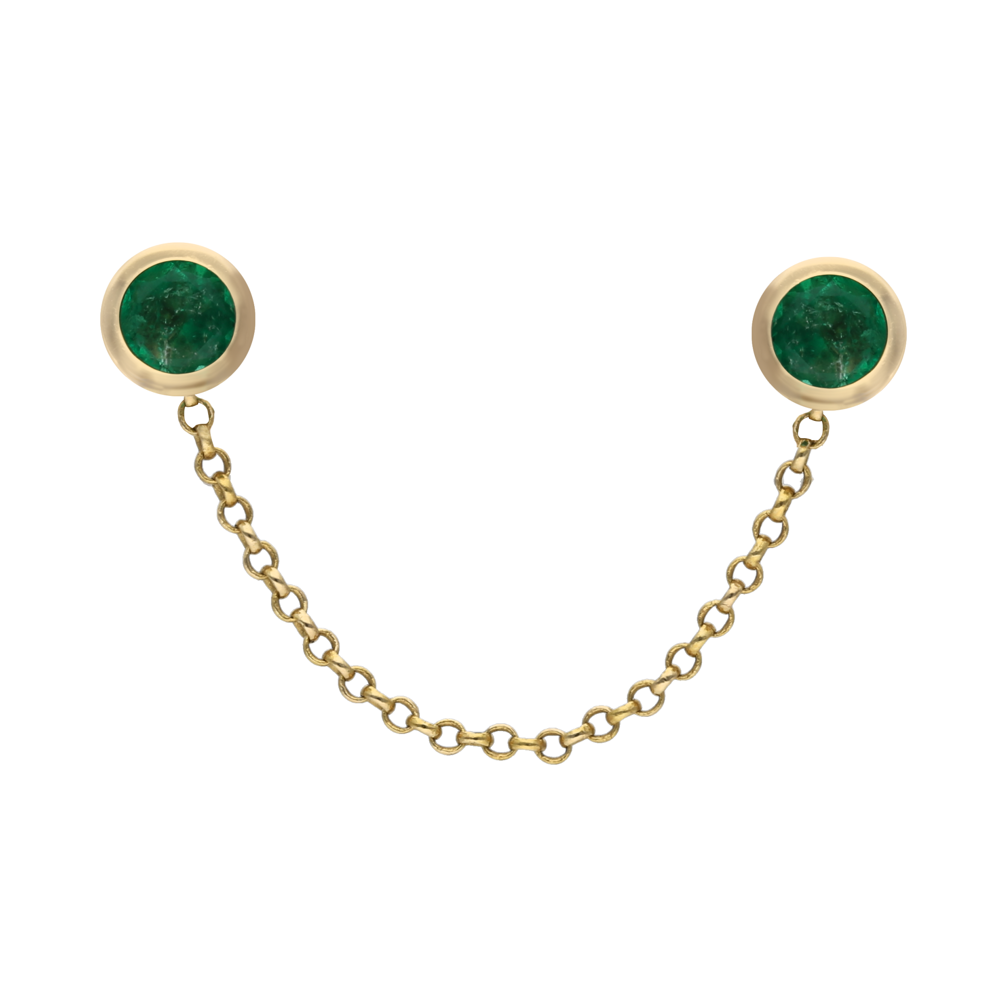 Broquel esmeraldas cadena 14K