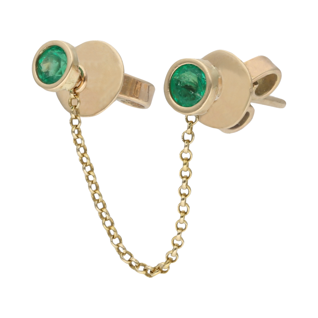 Broquel esmeraldas cadena 14K